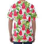 White Tropical Watermelon Pattern Print Men's Velvet T-Shirt