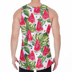 White Tropical Watermelon Pattern Print Men's Velvet Tank Top