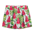 White Tropical Watermelon Pattern Print Mesh Shorts