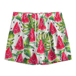 White Tropical Watermelon Pattern Print Mesh Shorts