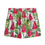 White Tropical Watermelon Pattern Print Mesh Shorts