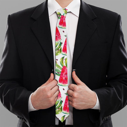 White Tropical Watermelon Pattern Print Necktie
