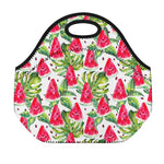 White Tropical Watermelon Pattern Print Neoprene Lunch Bag