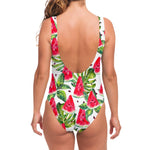 White Tropical Watermelon Pattern Print One Piece Swimsuit