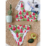 White Tropical Watermelon Pattern Print One Shoulder Bikini Top