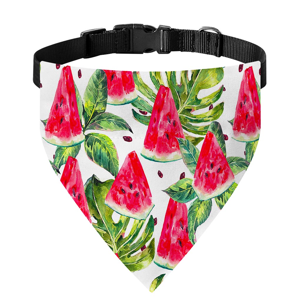White Tropical Watermelon Pattern Print Over The Collar Dog Bandana