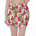 White Tropical Watermelon Pattern Print Pencil Mini Skirt