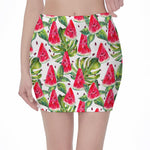 White Tropical Watermelon Pattern Print Pencil Mini Skirt
