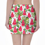 White Tropical Watermelon Pattern Print Pencil Mini Skirt