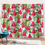 White Tropical Watermelon Pattern Print Pencil Pleat Curtains