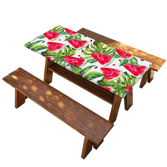 White Tropical Watermelon Pattern Print Picnic Table Cover