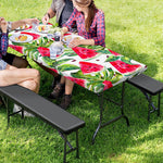 White Tropical Watermelon Pattern Print Picnic Table Cover