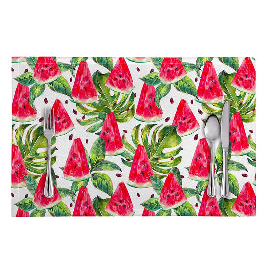 White Tropical Watermelon Pattern Print Placemat