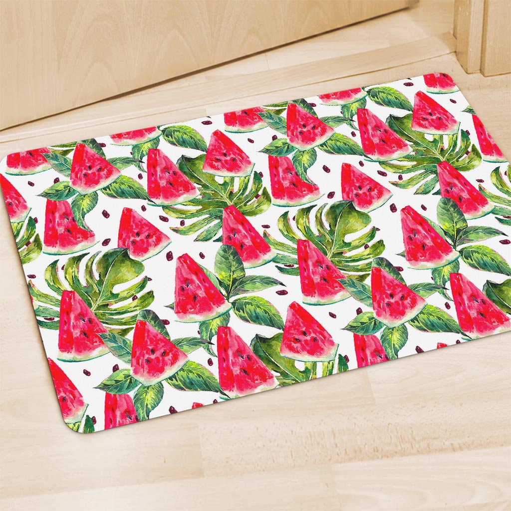 White Tropical Watermelon Pattern Print Polyester Doormat