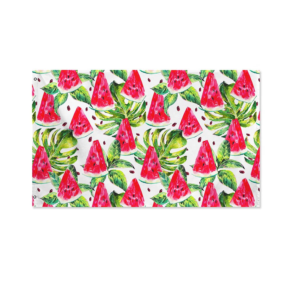 White Tropical Watermelon Pattern Print Polyester Flag
