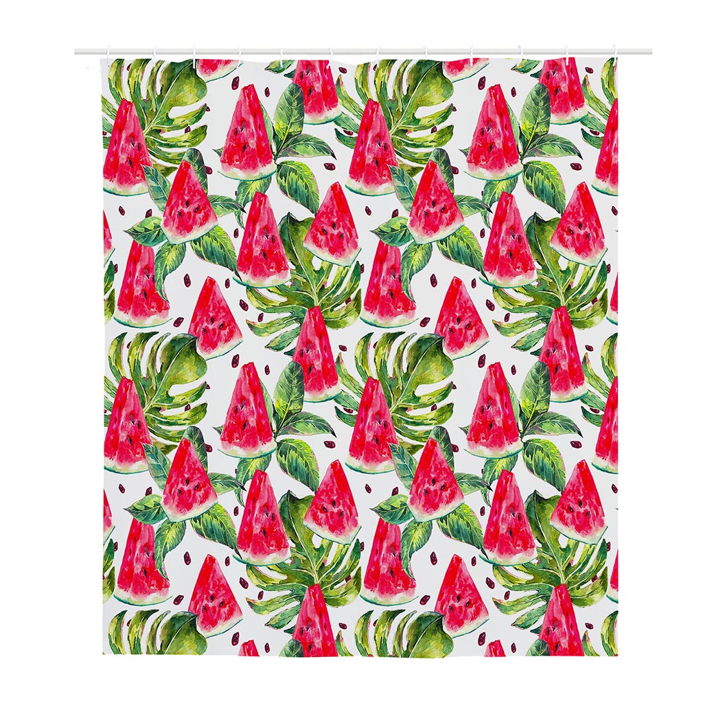 White Tropical Watermelon Pattern Print Polyester Shower Curtain