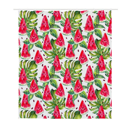White Tropical Watermelon Pattern Print Polyester Shower Curtain