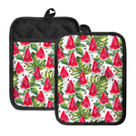 White Tropical Watermelon Pattern Print Pot Holders With Pocket