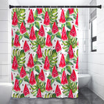 White Tropical Watermelon Pattern Print Premium Shower Curtain