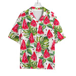 White Tropical Watermelon Pattern Print Rayon Hawaiian Shirt