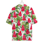 White Tropical Watermelon Pattern Print Rayon Hawaiian Shirt