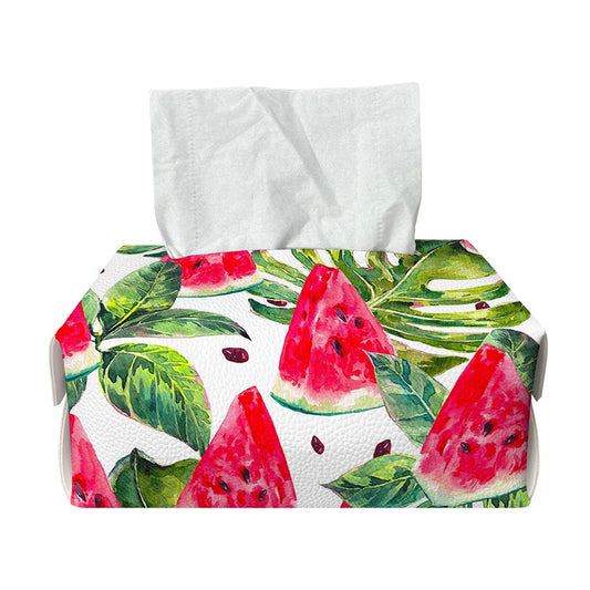 White Tropical Watermelon Pattern Print Rectangle Tissue Box Cover
