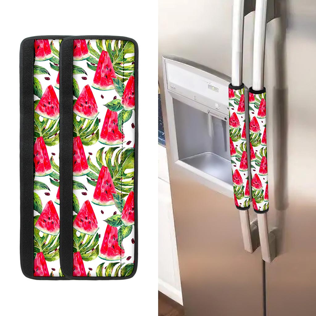White Tropical Watermelon Pattern Print Refrigerator Handle Covers