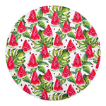 White Tropical Watermelon Pattern Print Round Blanket