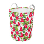 White Tropical Watermelon Pattern Print Round Laundry Basket