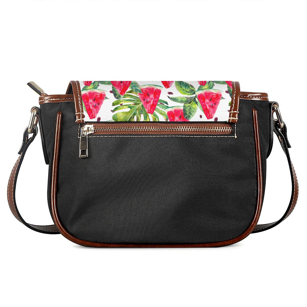 White Tropical Watermelon Pattern Print Saddle Bag