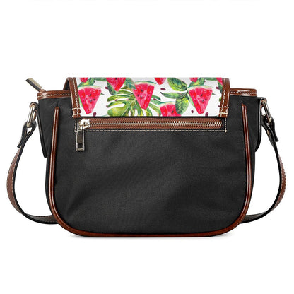 White Tropical Watermelon Pattern Print Saddle Bag