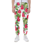 White Tropical Watermelon Pattern Print Scuba Joggers