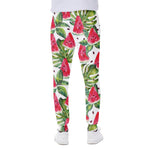 White Tropical Watermelon Pattern Print Scuba Joggers