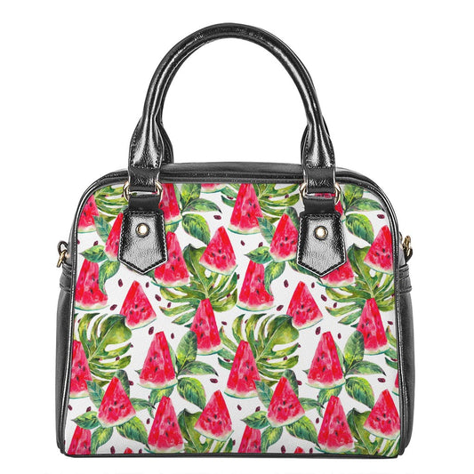 White Tropical Watermelon Pattern Print Shoulder Handbag