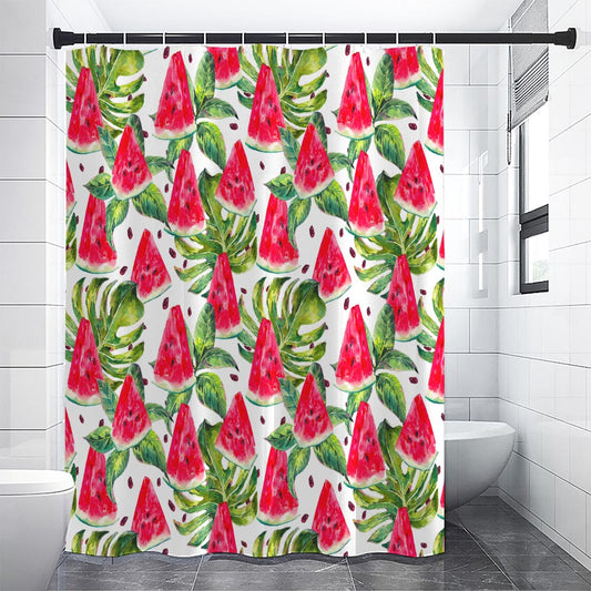 White Tropical Watermelon Pattern Print Shower Curtain