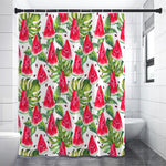 White Tropical Watermelon Pattern Print Shower Curtain