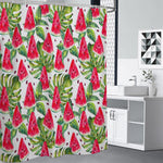 White Tropical Watermelon Pattern Print Shower Curtain