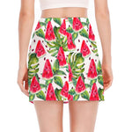 White Tropical Watermelon Pattern Print Side Slit Mini Skirt