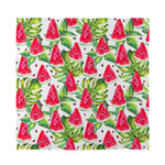 White Tropical Watermelon Pattern Print Silk Bandana