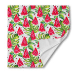 White Tropical Watermelon Pattern Print Silk Bandana