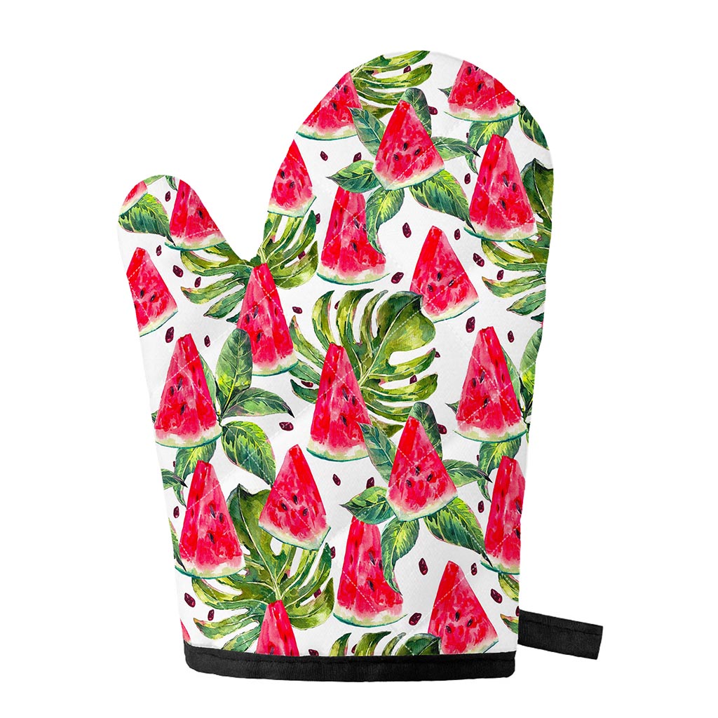 White Tropical Watermelon Pattern Print Single Oven Mitt