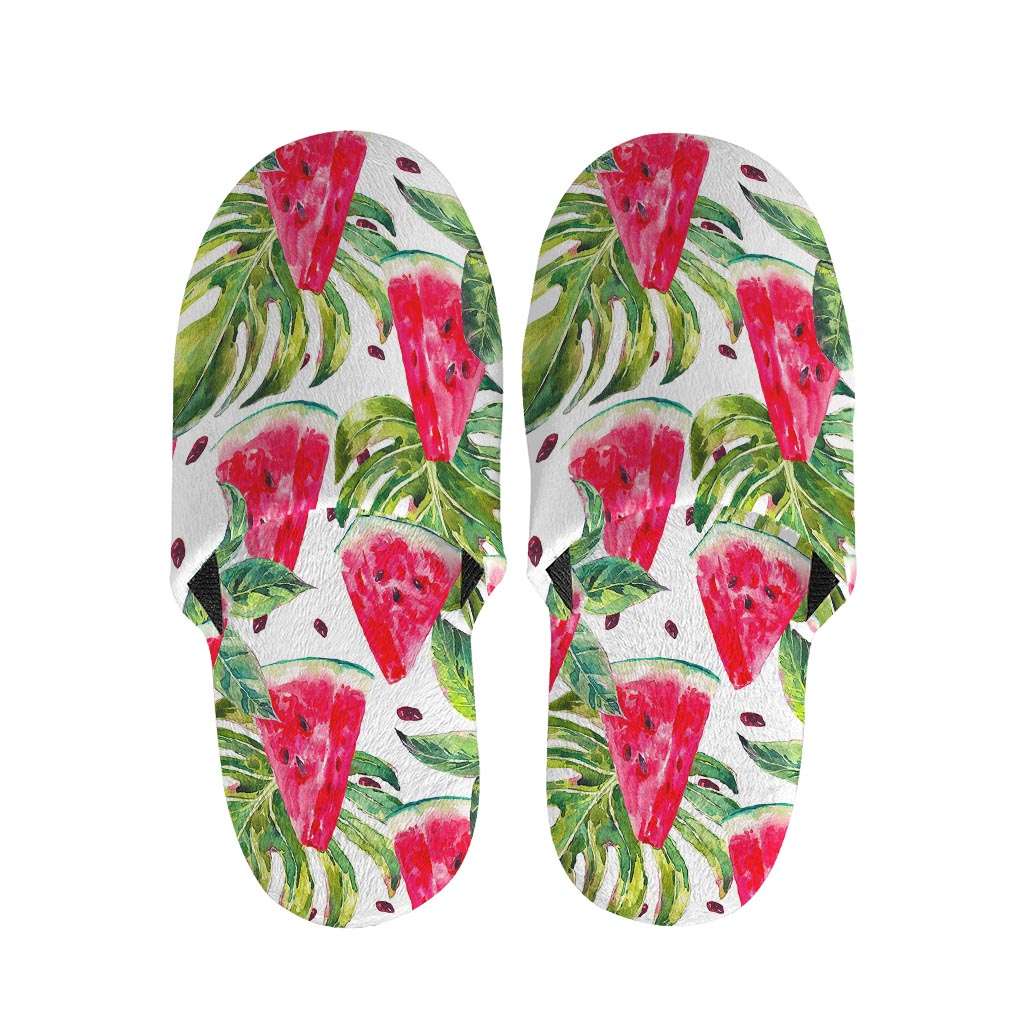 White Tropical Watermelon Pattern Print Slippers