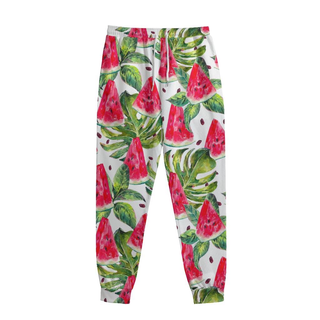 White Tropical Watermelon Pattern Print Sweatpants
