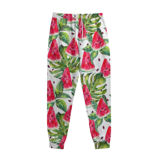 White Tropical Watermelon Pattern Print Sweatpants