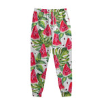 White Tropical Watermelon Pattern Print Sweatpants
