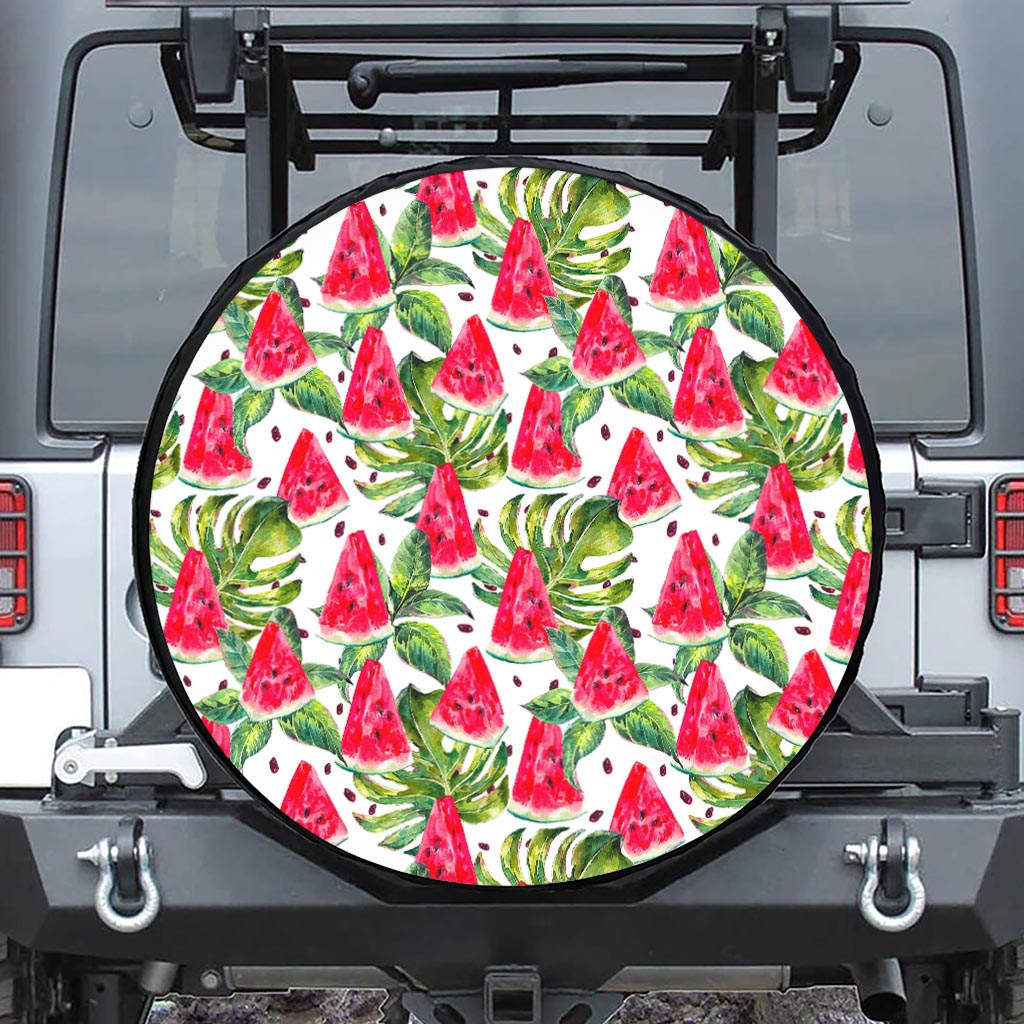 White Tropical Watermelon Pattern Print Tire Cover