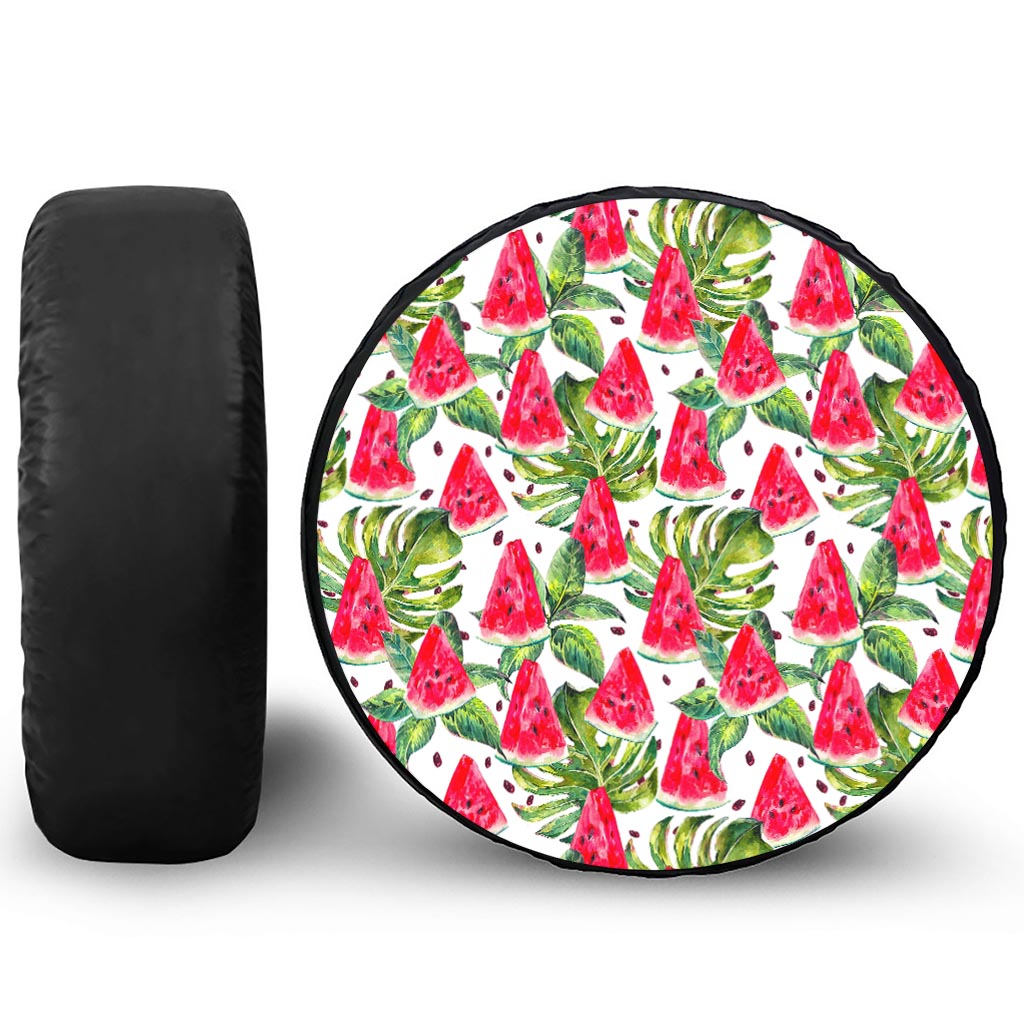 White Tropical Watermelon Pattern Print Tire Cover
