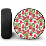 White Tropical Watermelon Pattern Print Tire Cover