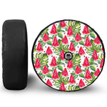 White Tropical Watermelon Pattern Print Tire Cover With Camera Hole