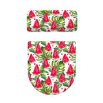 White Tropical Watermelon Pattern Print Toilet Lid And Tank Cover Set